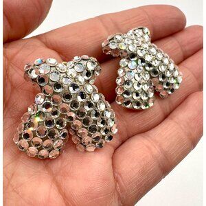 X's Rhinestone Clip On Earrings Runway Glam